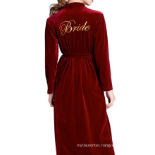 Wholesale Velvet Bridesmaid Robe With or Without Embroidery On The Back For Mariage